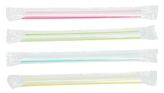 LARGE/10MM WRAPPED STRAWS COLOR/STRIPE 7.5"